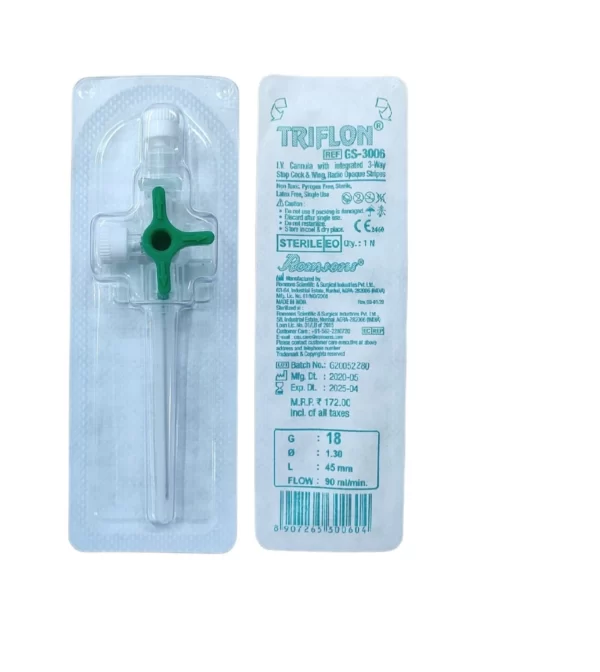 Romsons Triflon IV Cannula with 3 Way Stopcock
