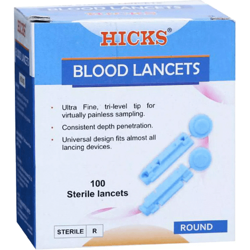 Hicks Blood Lancets Round, 100 Glucometer Lancets